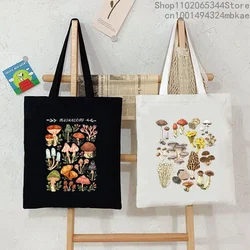 Borsa a tracolla da donna stampata con funghi, borse per la spesa ecologiche alla moda, borsa tote per adolescenti, borse da donna e da uomo per amanti dei funghi vintage