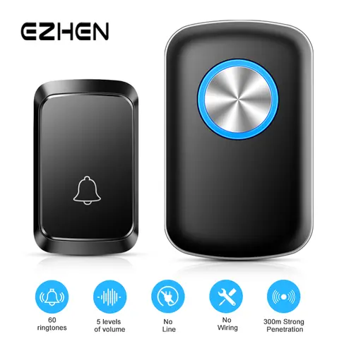 스마트 무선 초인종 가족 도어 벨 차임 키트 300M/1000Ft 장거리 60 노래 지능형 초인종 키트 미국 EU 플러그