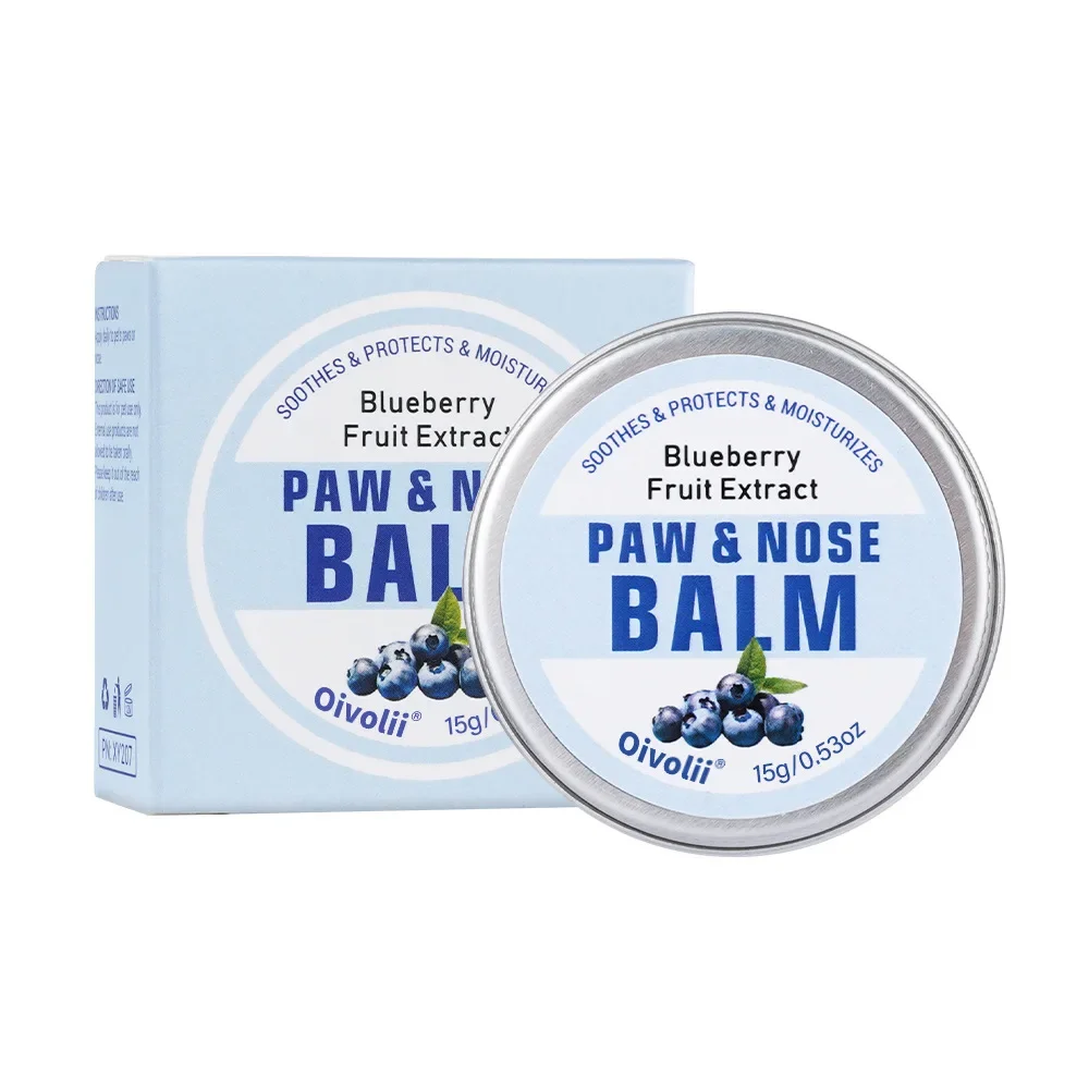 30g Pet Nose and Paw Balm 2-in-1 Natural Blueberry Extract Moisturizer for Dry Cracked Noses and Paws - Ideal for Cats and Dogs