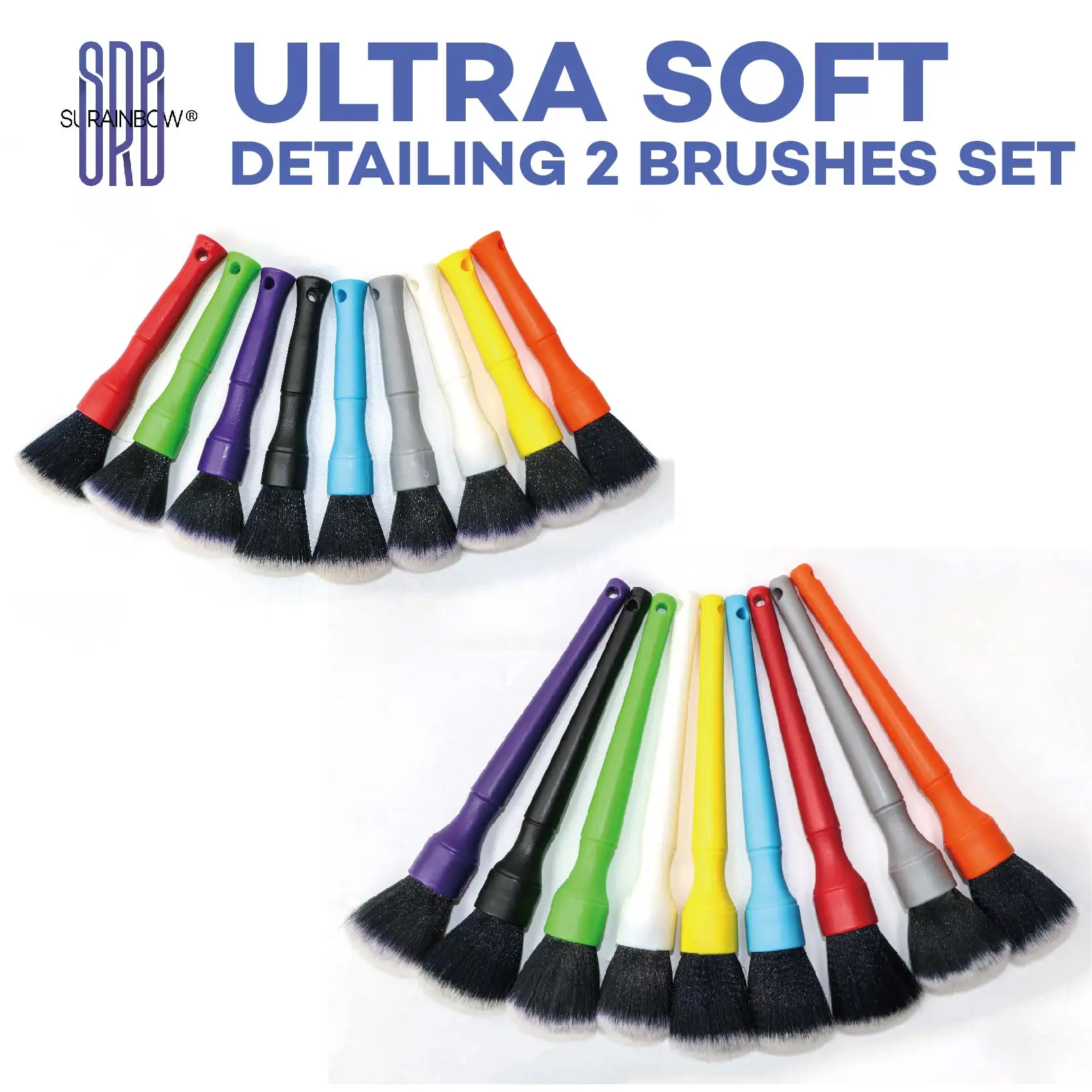 Ultra Soft Detailing Brush Set, 2PC Car Detailing Brush with Comfortable Grip and Soft Brush Head for Cleaning Panels, Air Vent