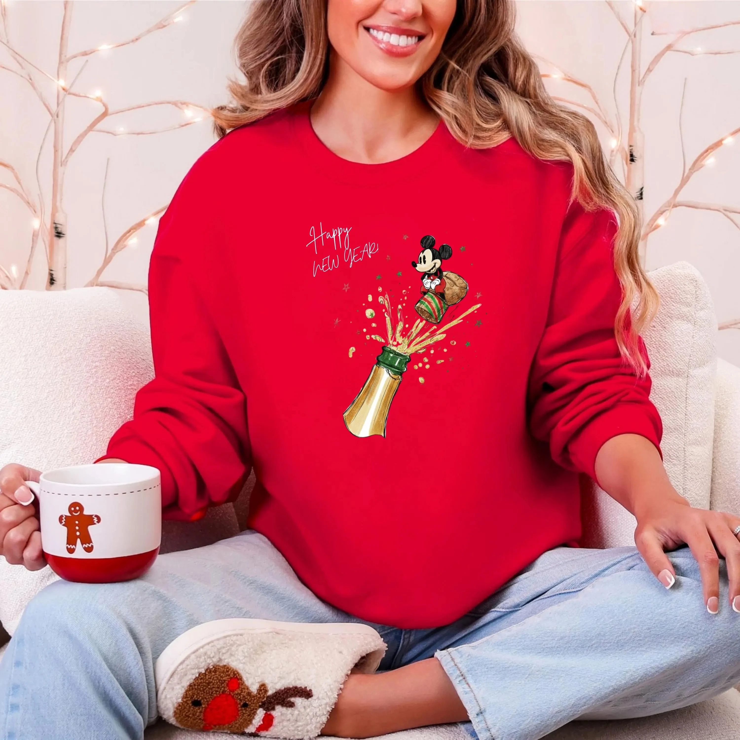 Sweat-shirt de noël rétro Mickey et ses amis, chemise de noël Disney, bonne année