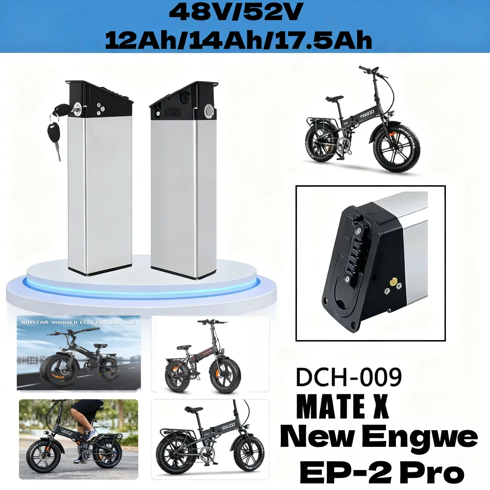 for Engwe EP-2 Pro  MATE X 48V/52V Replacement Battery  12Ah/14Ah/17.5Ah Fits DCH-009 New Bikes
