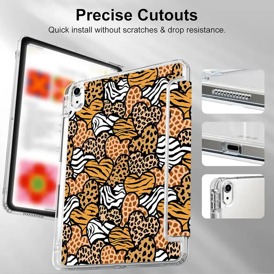 

Animal Print Hearts Holder Cover Tablet Case For iPad Air 4 5 M3 M2 M4 11inch Pro 2025 11th 10th 9th 8th 7th 12.9inch Mini 6 7