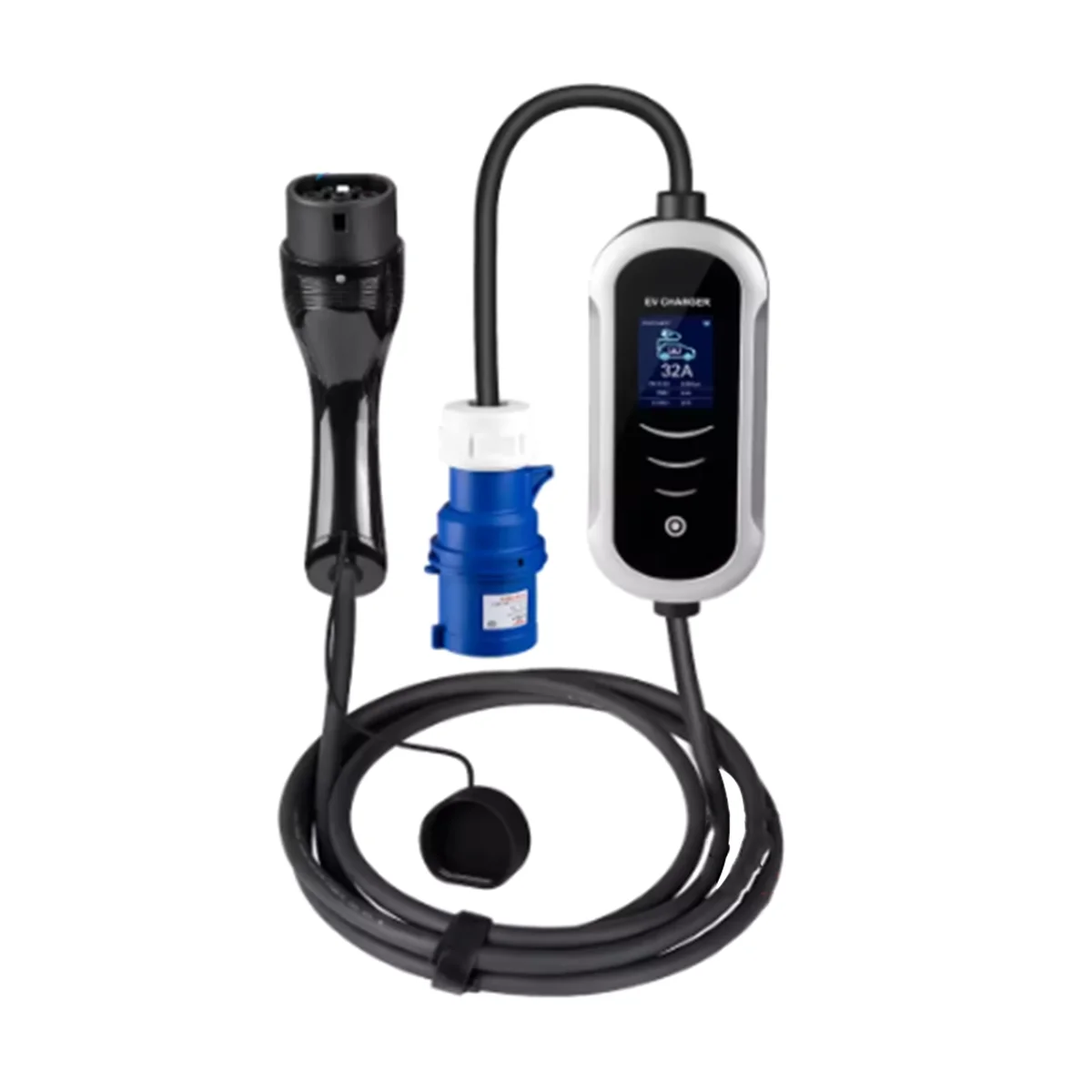 ABAC-7KW شاحن محمول من النوع 2 EV مع قابس تحويل 5 أوضاع شاحن سيارة سريع؟ للسيارات الكهربائية