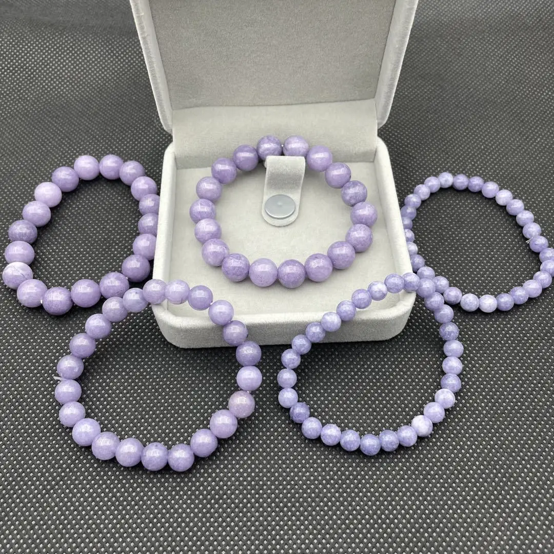 6/8/10 mm Romantic Lavender Agate Stone Bracelets for Women Natural Stone Bracelet Healing Crystal Beads Braclet Hand Jewelry