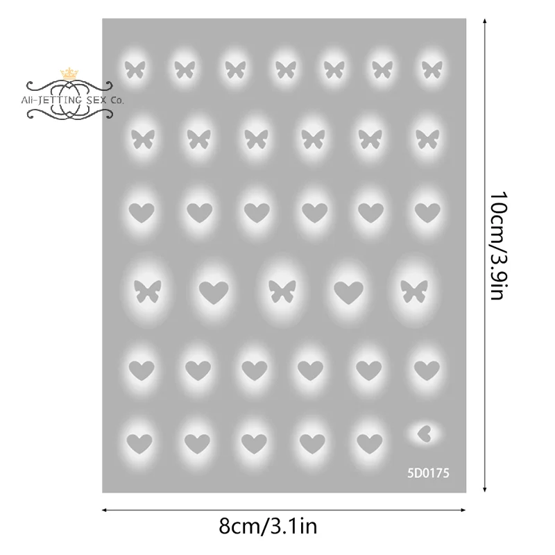 Halo gefärbte halb transparente hohle Schmetterling Nagel aufkleber Liebe Stern weiß nicht Spray Nagel Dekoration Aufkleber