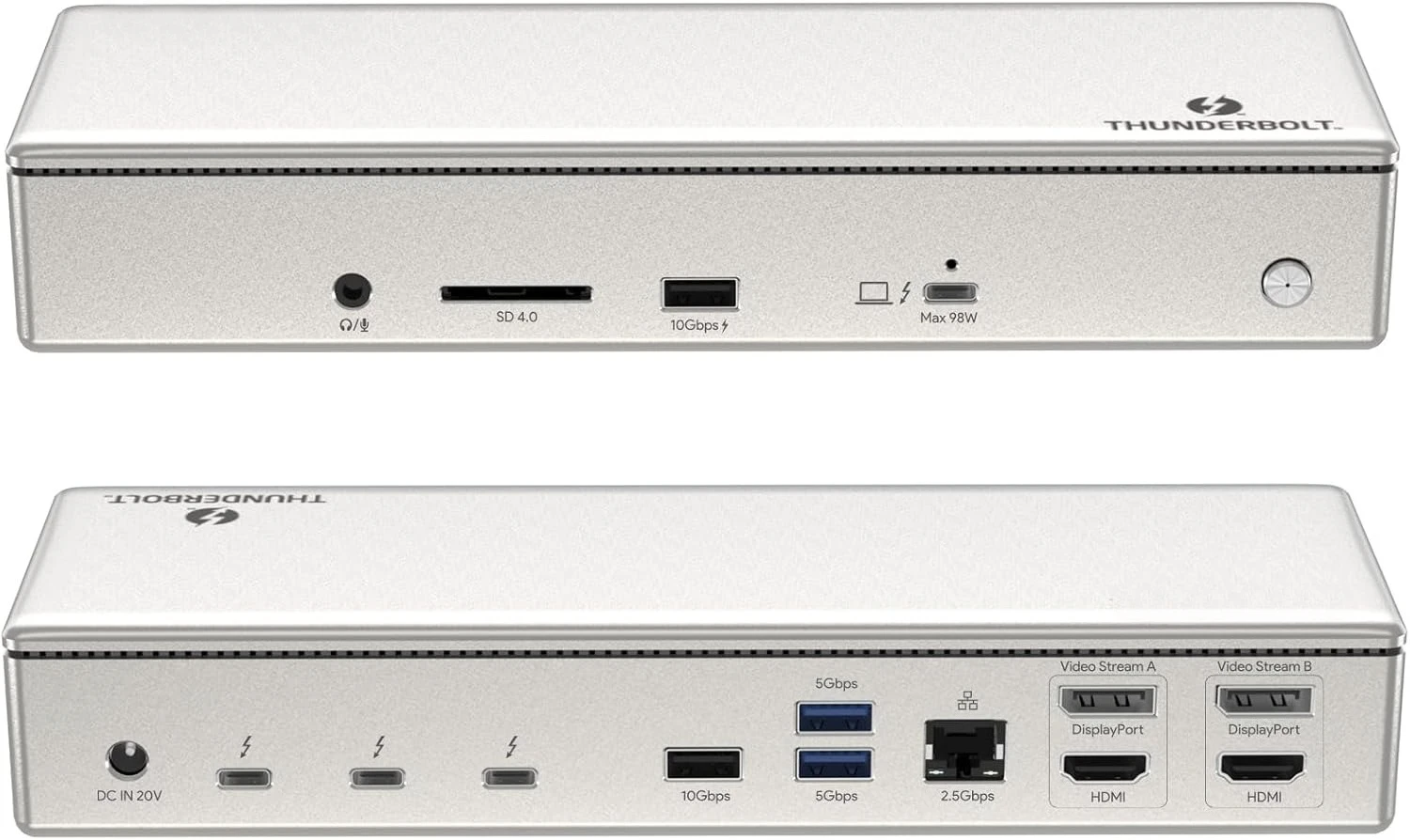 4 قاعدة مع شحن 100 وات، محطة إرساء رباعية 4K@60 هرتز، 3 منافذ Thunderbolt 4 منافذ، إيثرنت 2.5 جيجا، شعبية جديدة