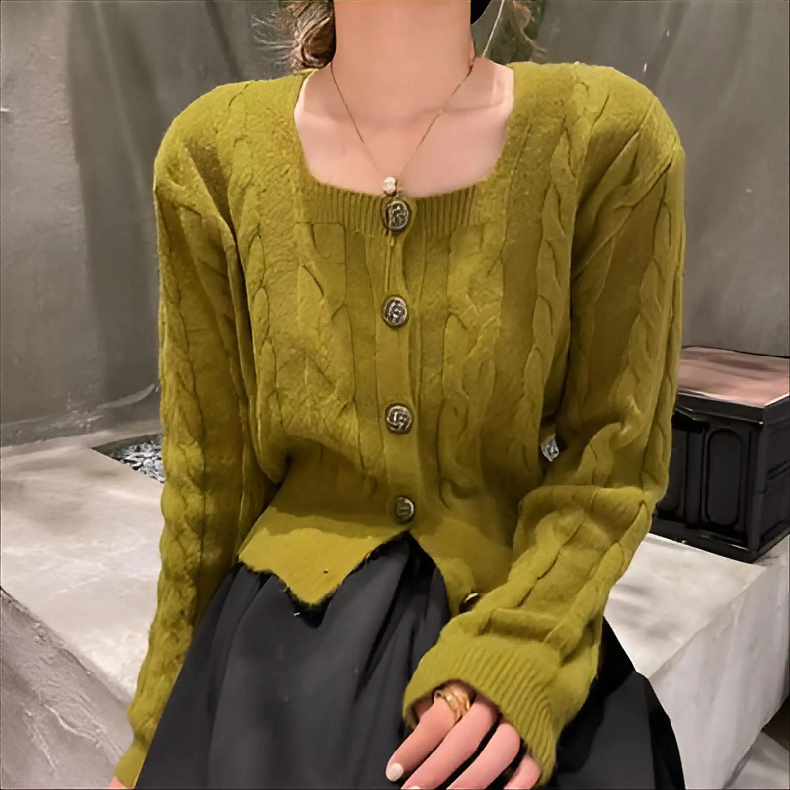 

Жакет из твида с воротником, короткий рукав, женский, осенний, с разрезом, сетчатый, из натуральных материалов, винтажный, на трех пуговицах, с круглым вырезом, для офиса