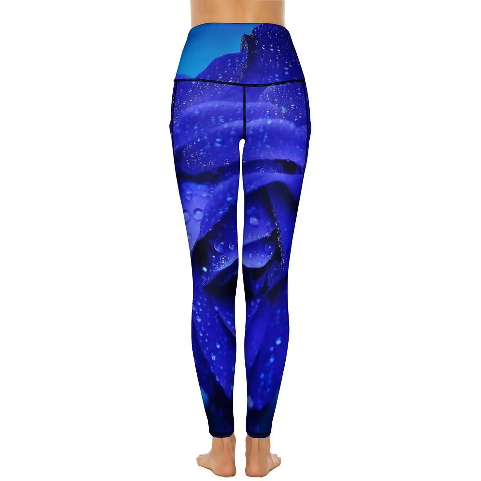 Blauwe Fower Yogabroek Sexy Rozenprint Leggings Push Up Workout Leggins Vrouwen Nieuwigheid Stretchy Sport Legging