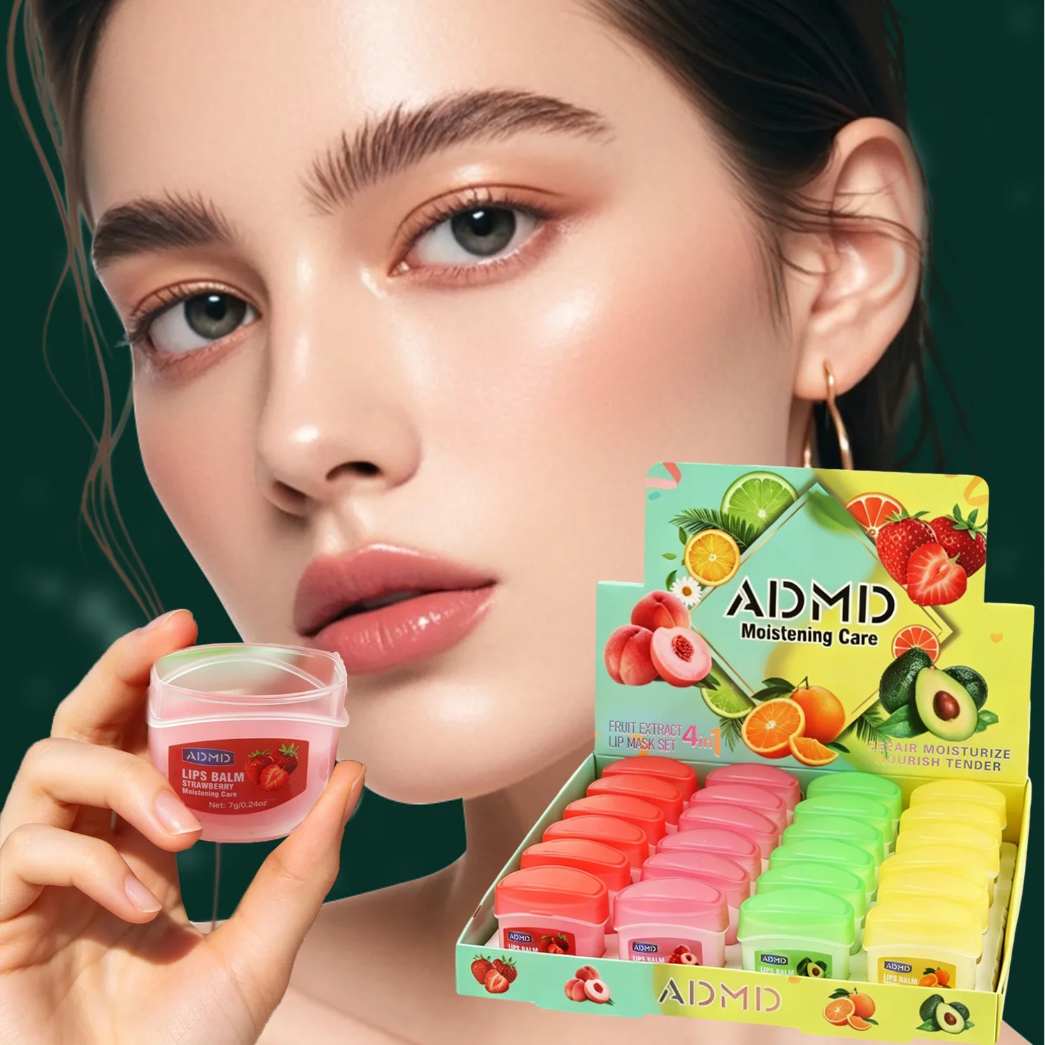 24 Pieces of Fruit Extract Lipstick Set, Which Can Moisturize and Lock Water, Brighten Lips, Care for Lips, and Care for Lips