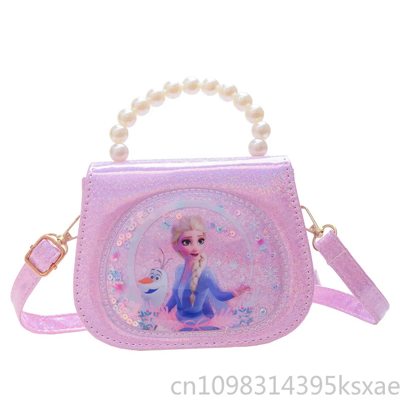 

Disney Elsa Princess Crossbody Bag Glitter Frosted Pearl Shoulder Handbag for Little Girls