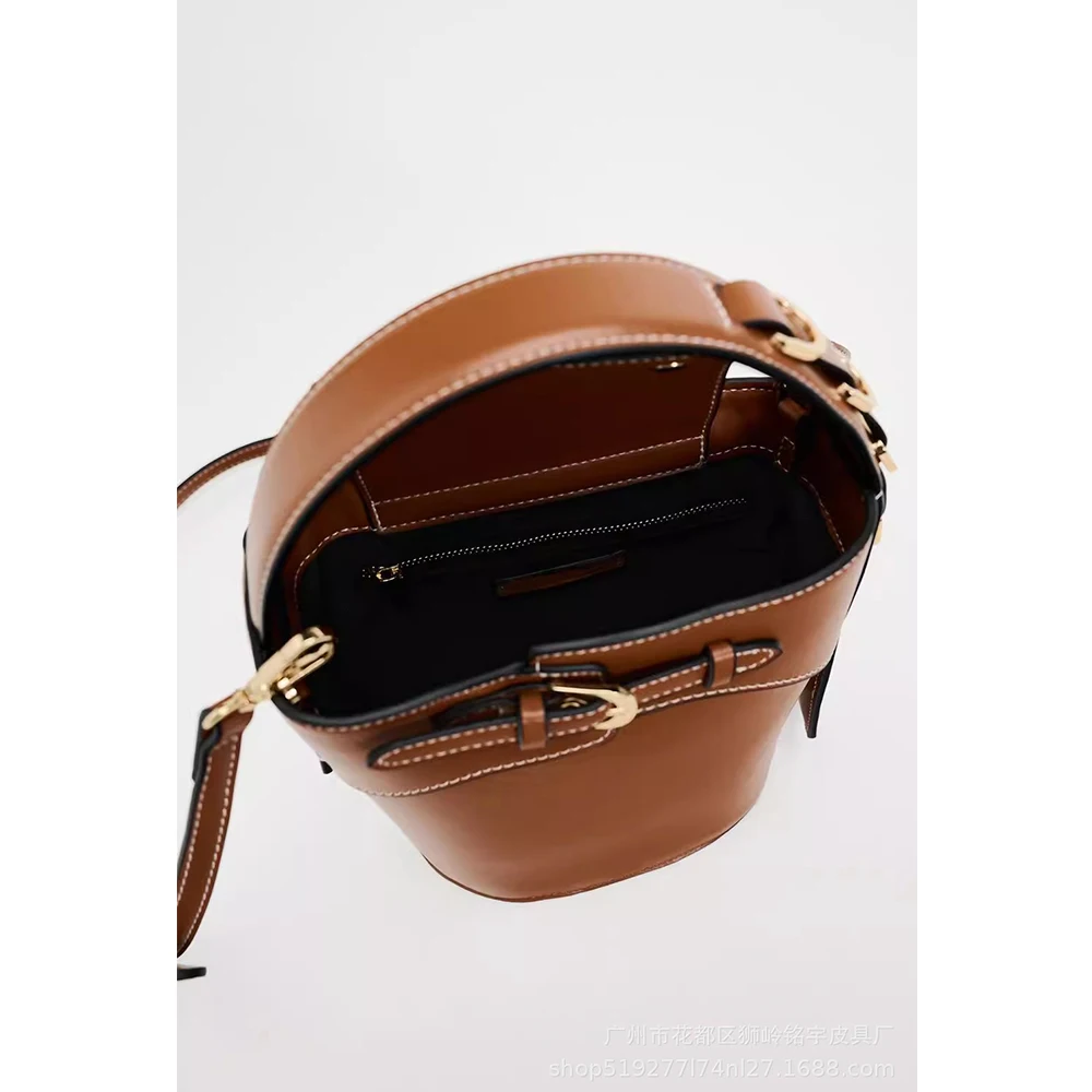 Fashion Buckle Bucket Bag Luxury Designer Bags for Woman Handbag Patchwork Shoulder Crossbody Bag PU Leather Clutch Purses Tote