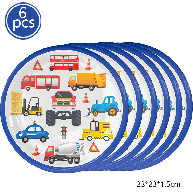 Ingegneria decorazioni per feste per auto costruzione di veicoli da trasporto Set di stoviglie usa e getta palloncino per escavatore bomboniere per