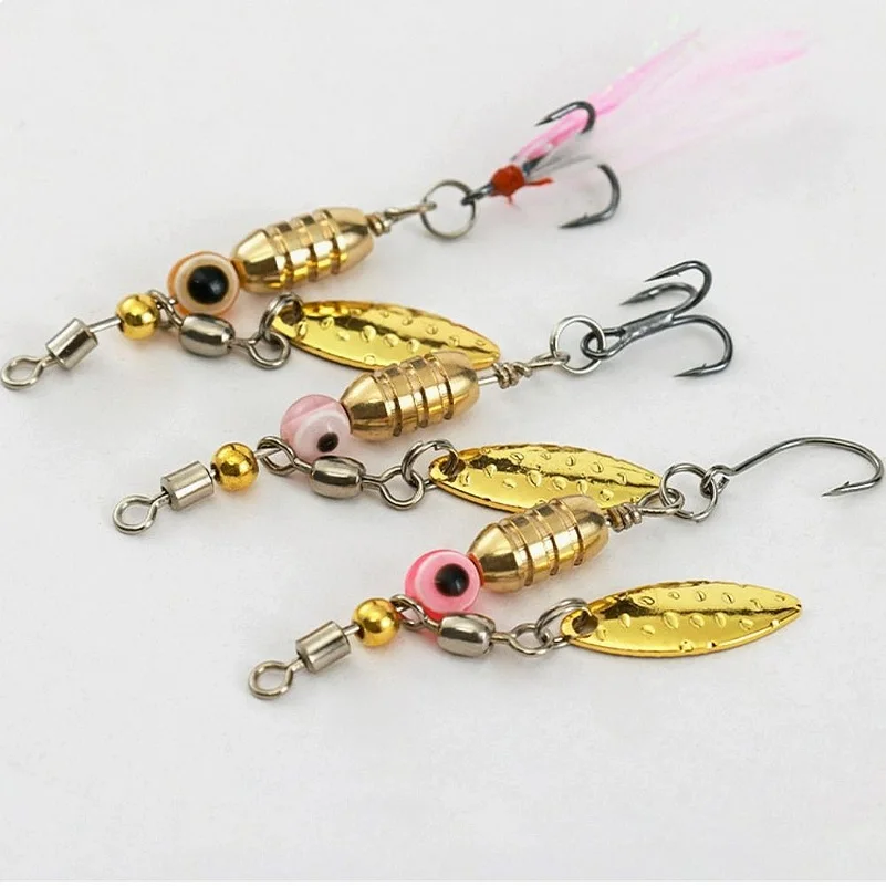 3.5g Metal VIB Lure Rotating Spinner Sequins Fishing Lure Wobbler Bait with Feather Fishing Tackle For Bass Trout Perch Pike