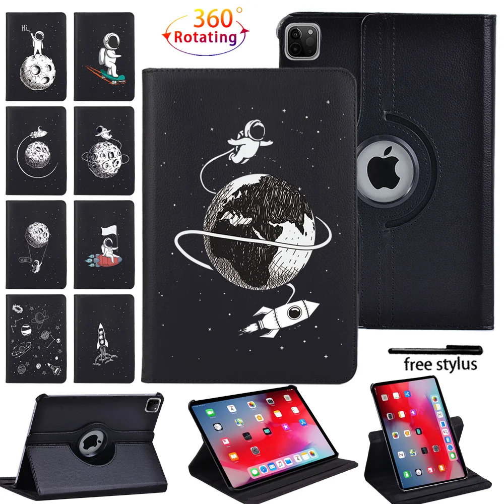 360 Tablet Rotating Case for Apple IPad Air (3rd Gen)/ Air (4th Gen)/Air 1/2 Pu Leather Anti-Fall Protective Sleeve+ Free Stylus