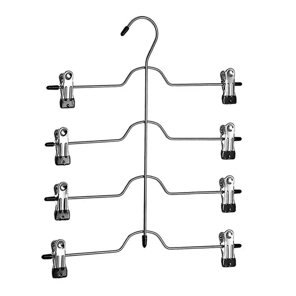 Falda de 4 niveles, pantalones cortos, perchas, ahorro de espacio con Clips ajustables, organizador de almacenamiento, falda, ropa, sin pantalones de Metal, Slip Ha E6d5