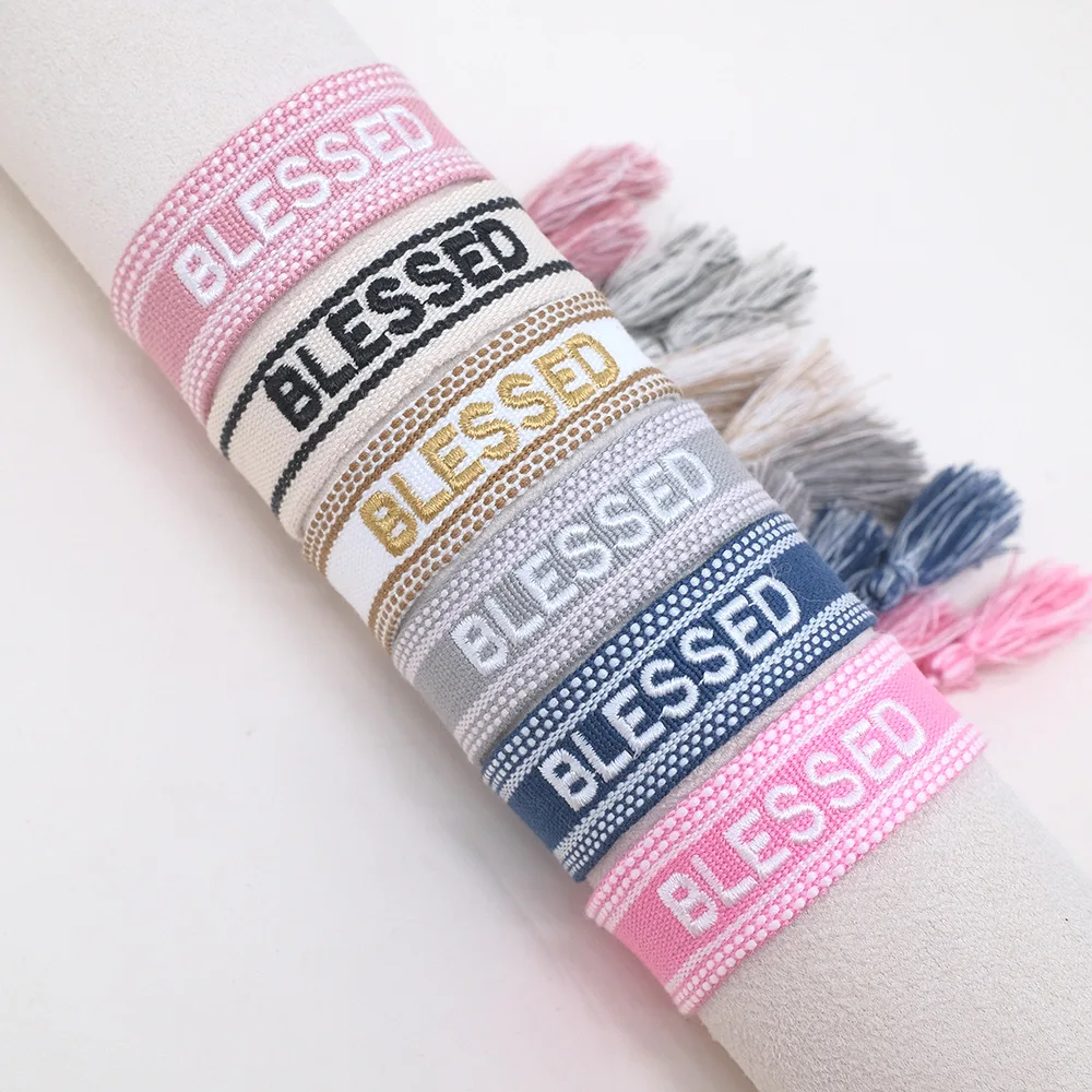2023 neue Einstellbare Woven Freundschaft Paar Armband Für Frauen Böhmen Geflochtene Stickerei Buchstaben Quaste Armreifen Mode Schmuck – Detail 5