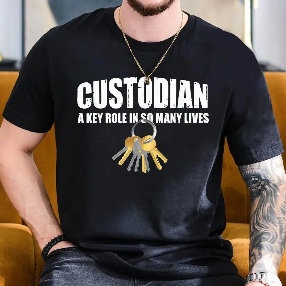 

Custodian Keys - Love Appreciate Janitor Appreciation Gift T-Shirt for Men Cotton Design Tops Faddish Mens High Street Tees
