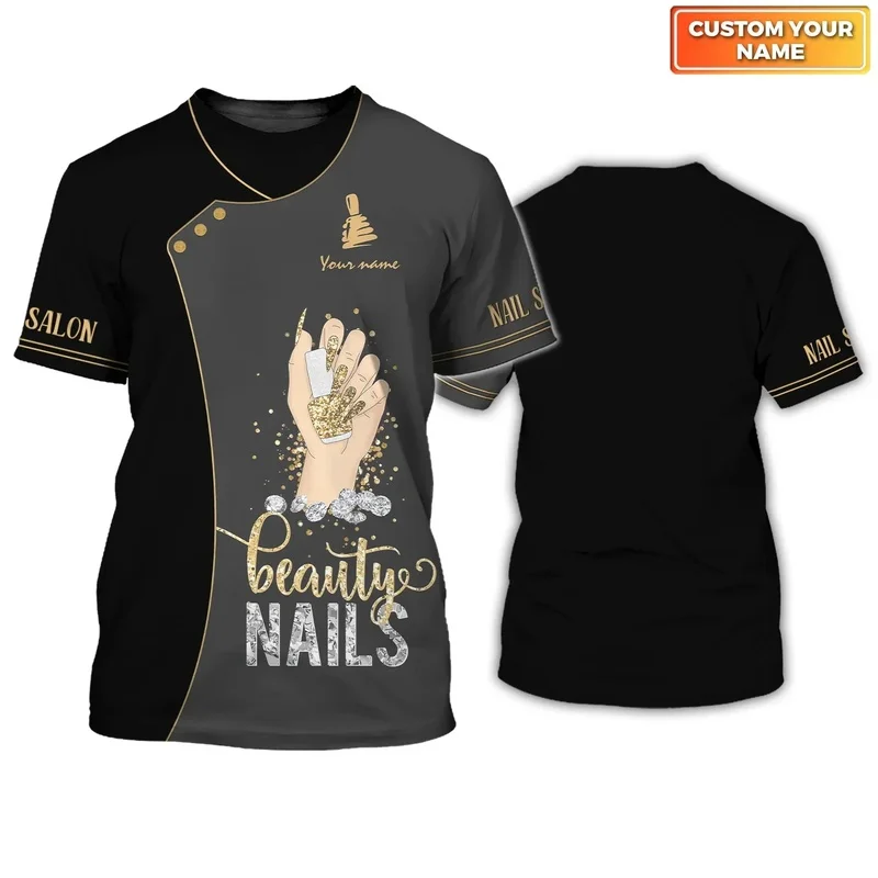 1 Piece Custom Your Picture Nail Artist Personalized Tee Shirt Manicurist Gift Nail Pattern 3D Printed Summer Unisex Casual T Sh