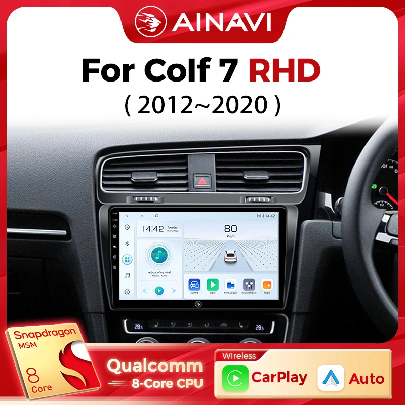 Ainavi Car Radio For Volkswagen VW Golf 7 MK7 RHD 2012 2013 2015 2017 2019 2021 Carplay Android Auto Car Multimedia Player 2 Din