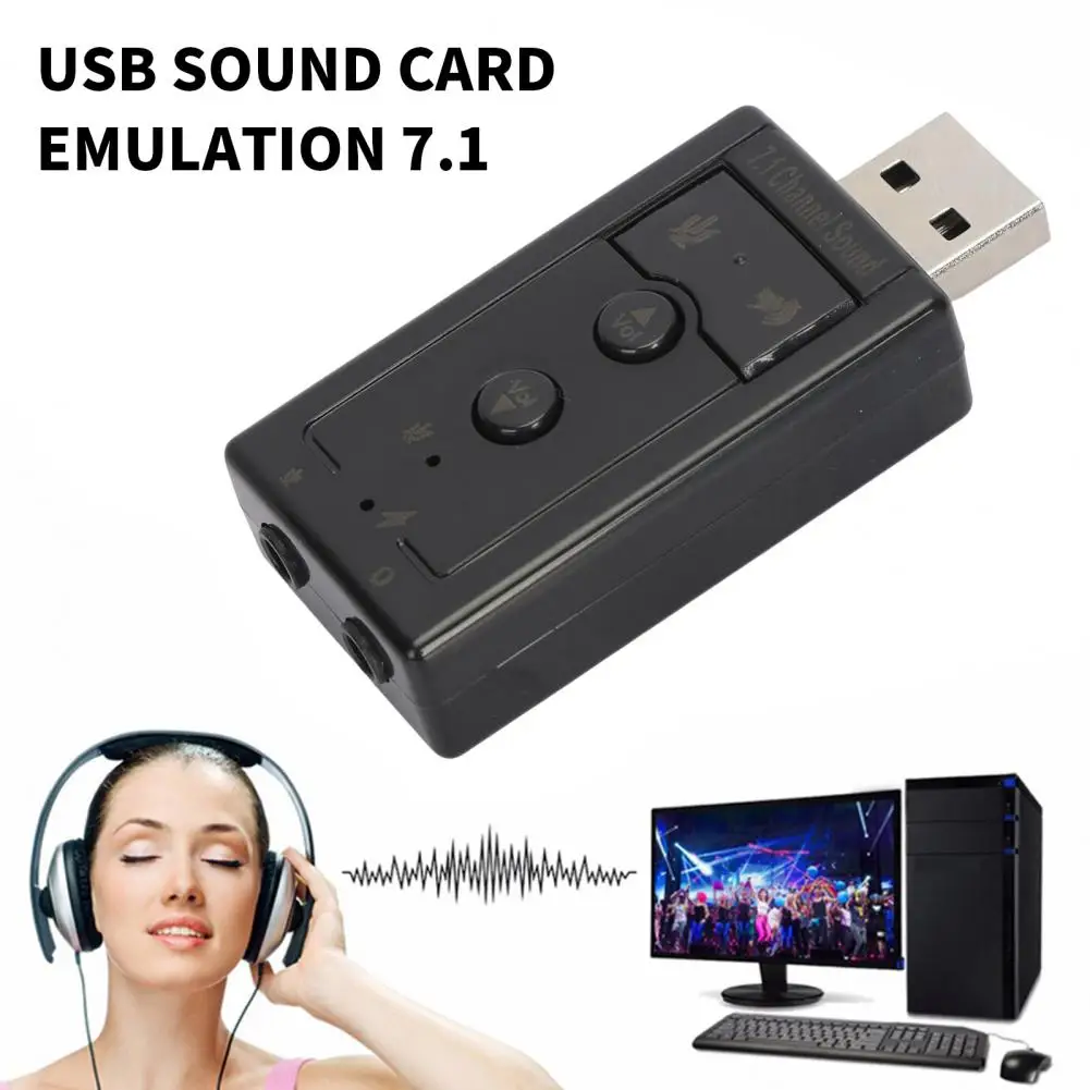 USB Sound Card Adapter Professional MIC Recording Function Audio Transfer Plug Play Analog 7.1 Channel USB External Sound Card