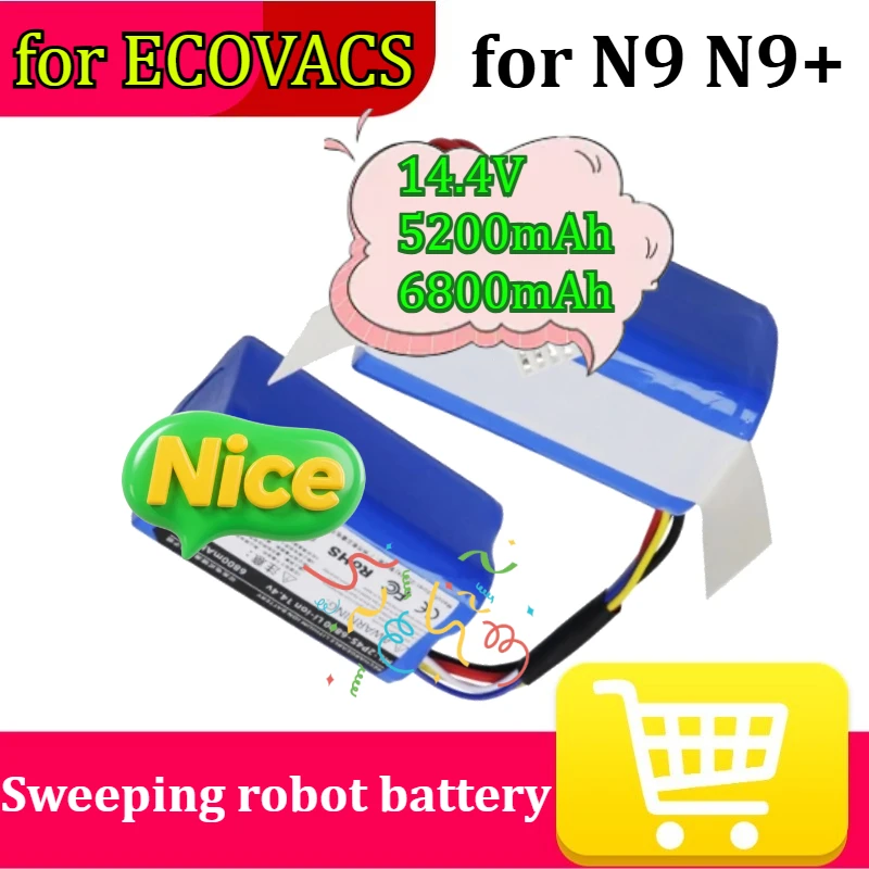 

Новая сменная батарея 14.4V 5200mAh 6800mAh для робота-пылесоса ECOVACS DEEBOT N9 N9+