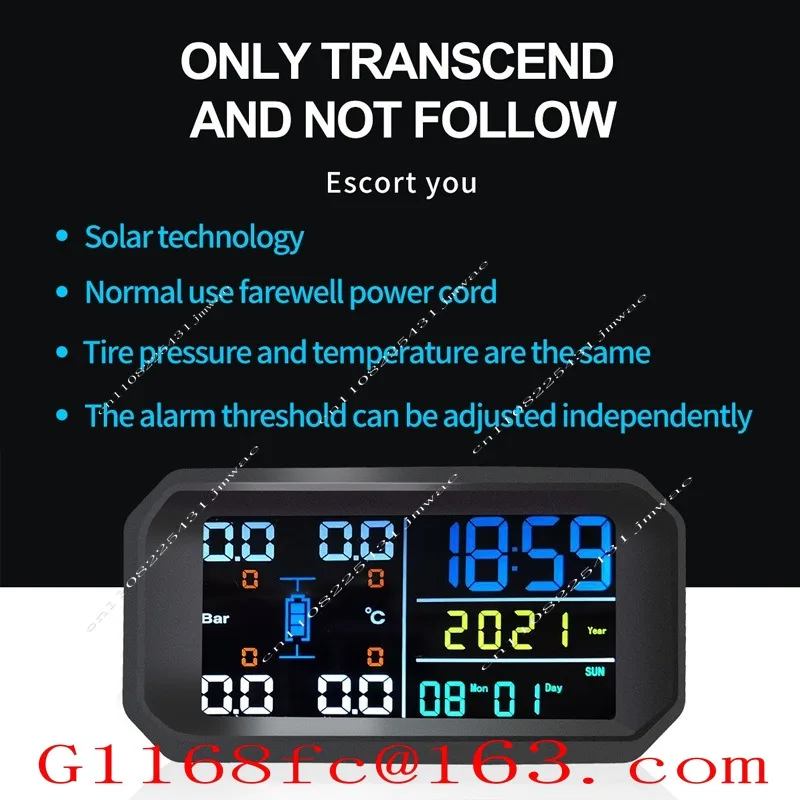 Automotive Solar Wireless Tire Pressure Monitor TPMS System External Automotive Perpetual Calendar Tire Pressure Detection