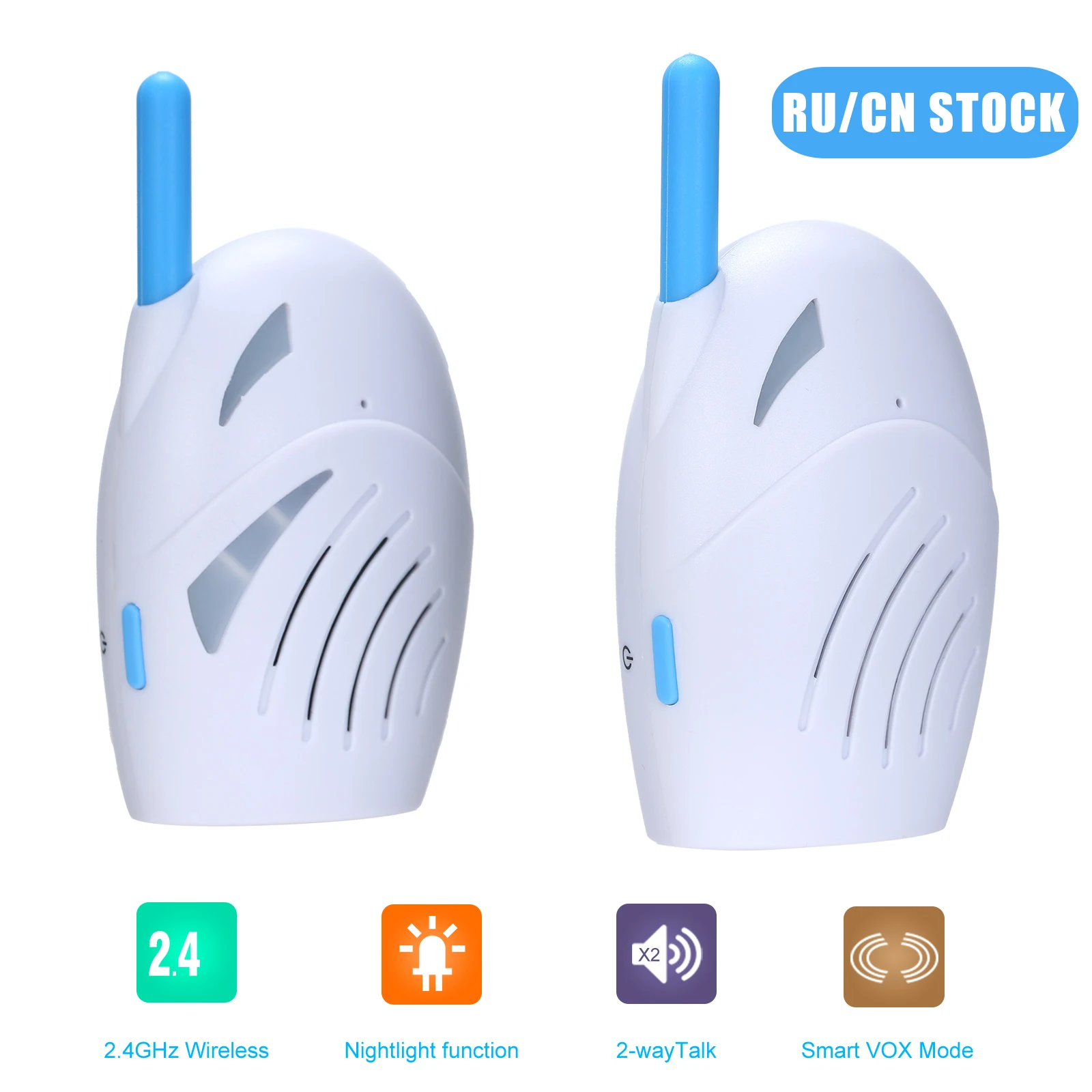 2.4GHz Wireless Digital Audio Portable Baby Monitor 2 Way Talk Crystal Clear Baby Cry Detector Sensitive Transmission with music