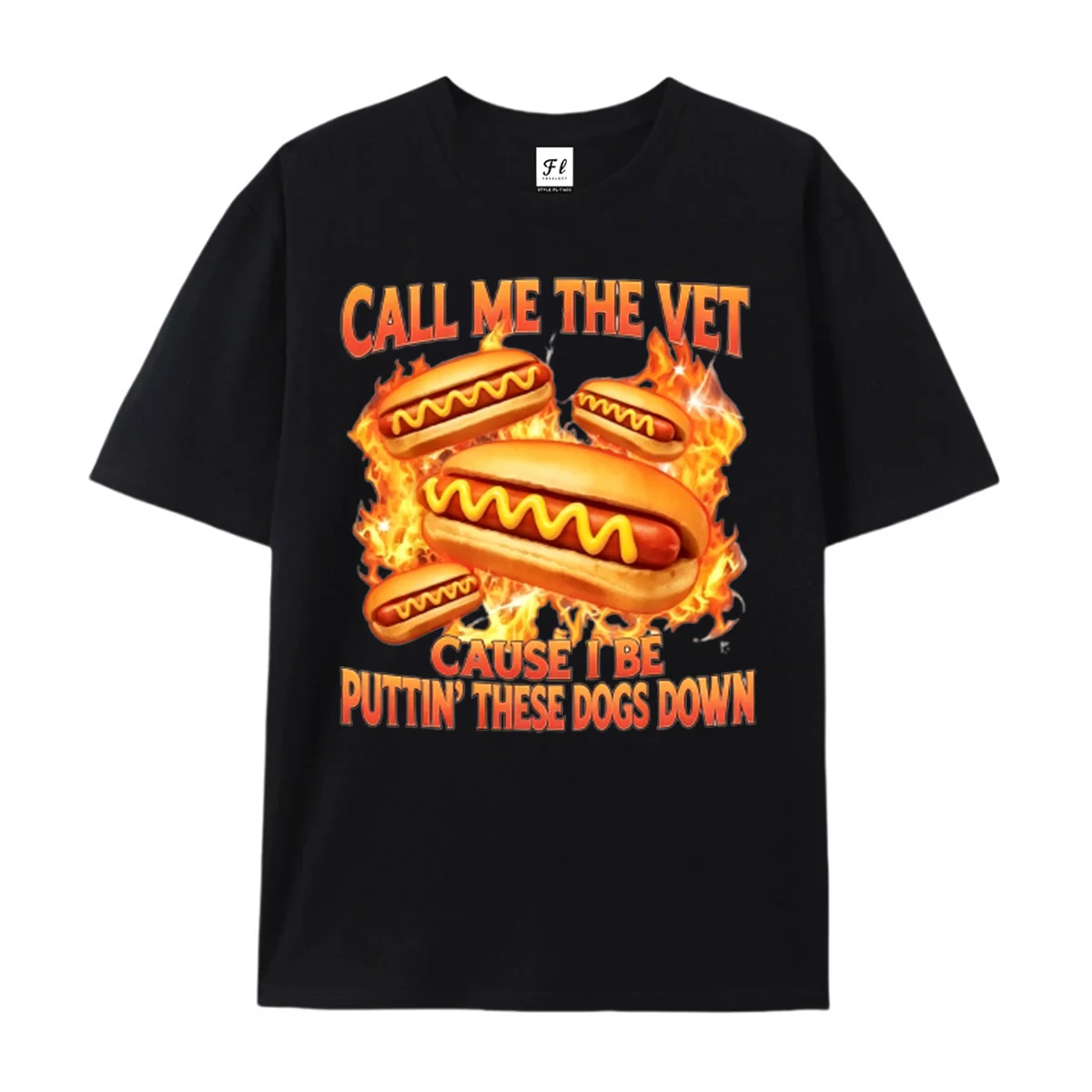 Funny Hot Dog Meme T‑Shirt Call Me The Vet Retro Bootleg Fire Graphic Humor Food Unisex Casual Streetwear Tee for Women & Men