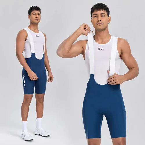 Imagen 2 del producto Santic-pantalones cortos con pechera para ciclismo para hombre, cojín de asiento importado, pantalones cortos con pechera para Ciclismo de Carretera MTB, transpirables, de alta elasticidad, GM25C05193