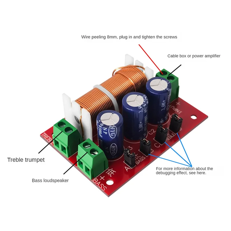 4Pcs 400W Speaker Crossover 2 Way Audio Adjustment Tweeter Bass Speakers Filter Frequency Divider for 2-16Ohm