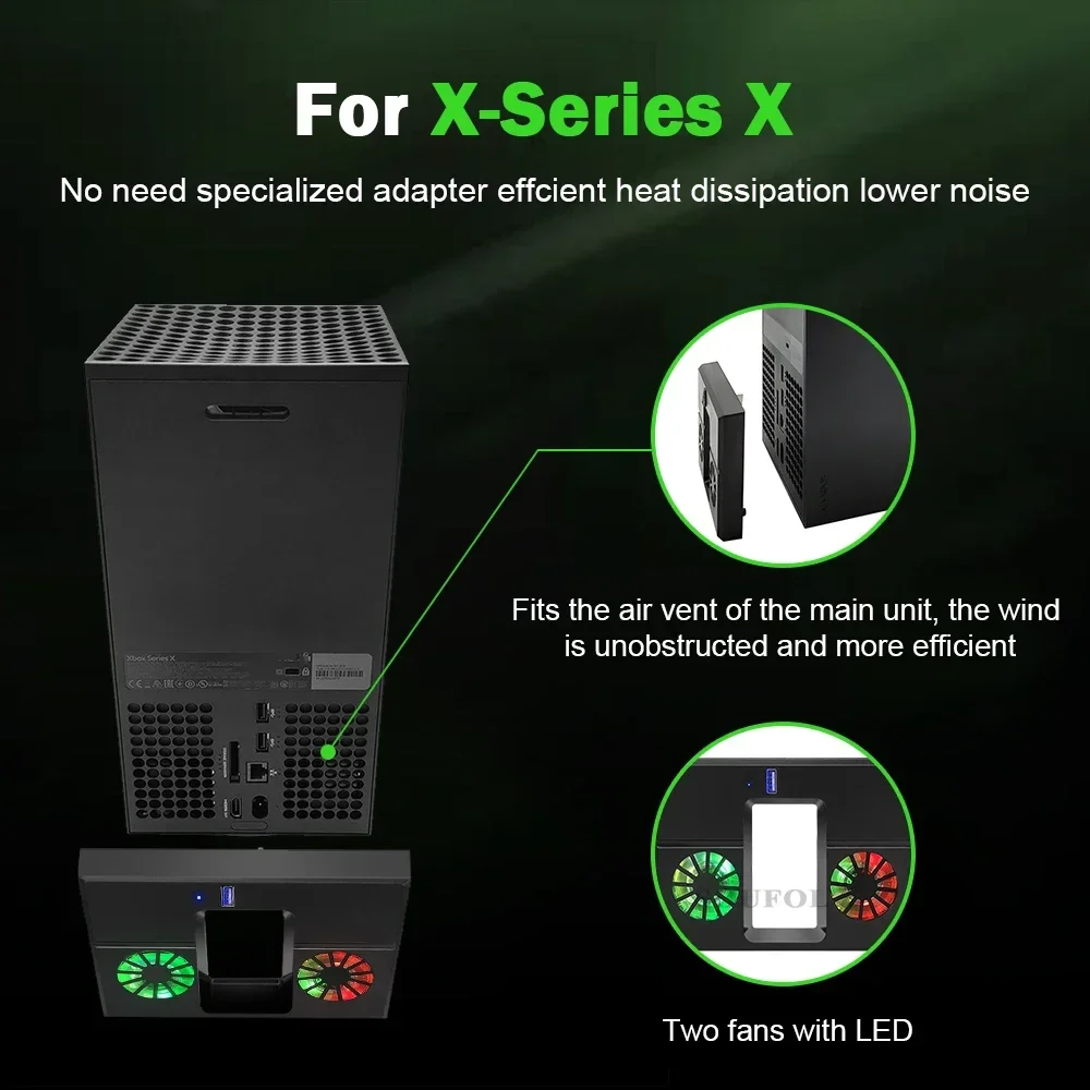 RGB Cooling Fan For Xbox Series X Console Game Host Cooling Fan Dock Bases Brackets Vertical Stand Host Side Radiators For Xbox view 4
