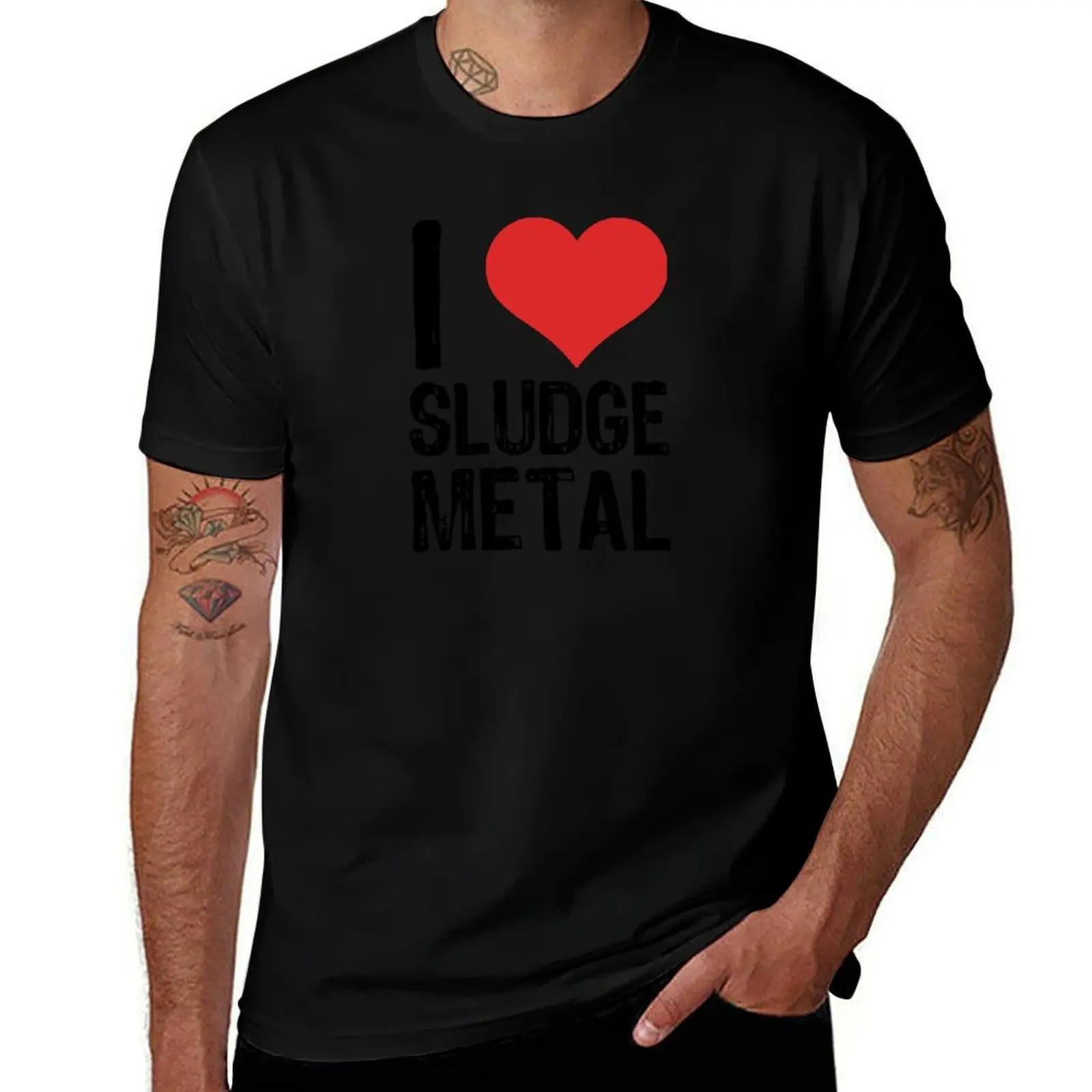 I Love Sludge Metal T-Shirt Work Outdoor Short Sleeve Tee T-Shirt