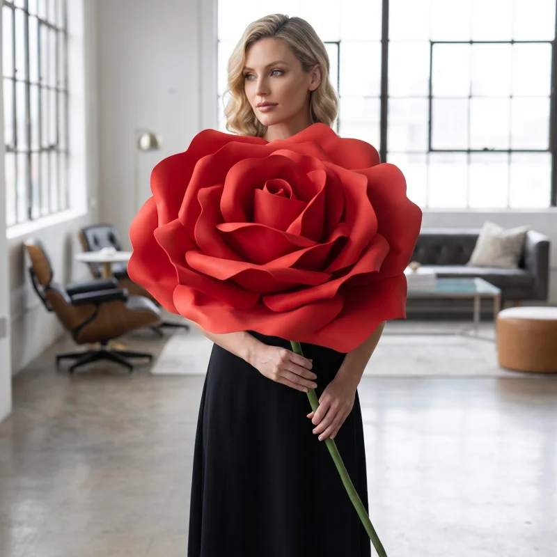 

Waterproof Handmade EVA Foam Giant Rose Flower Head Artificial Floral for Wedding Aisle & Outdoor Party Decor