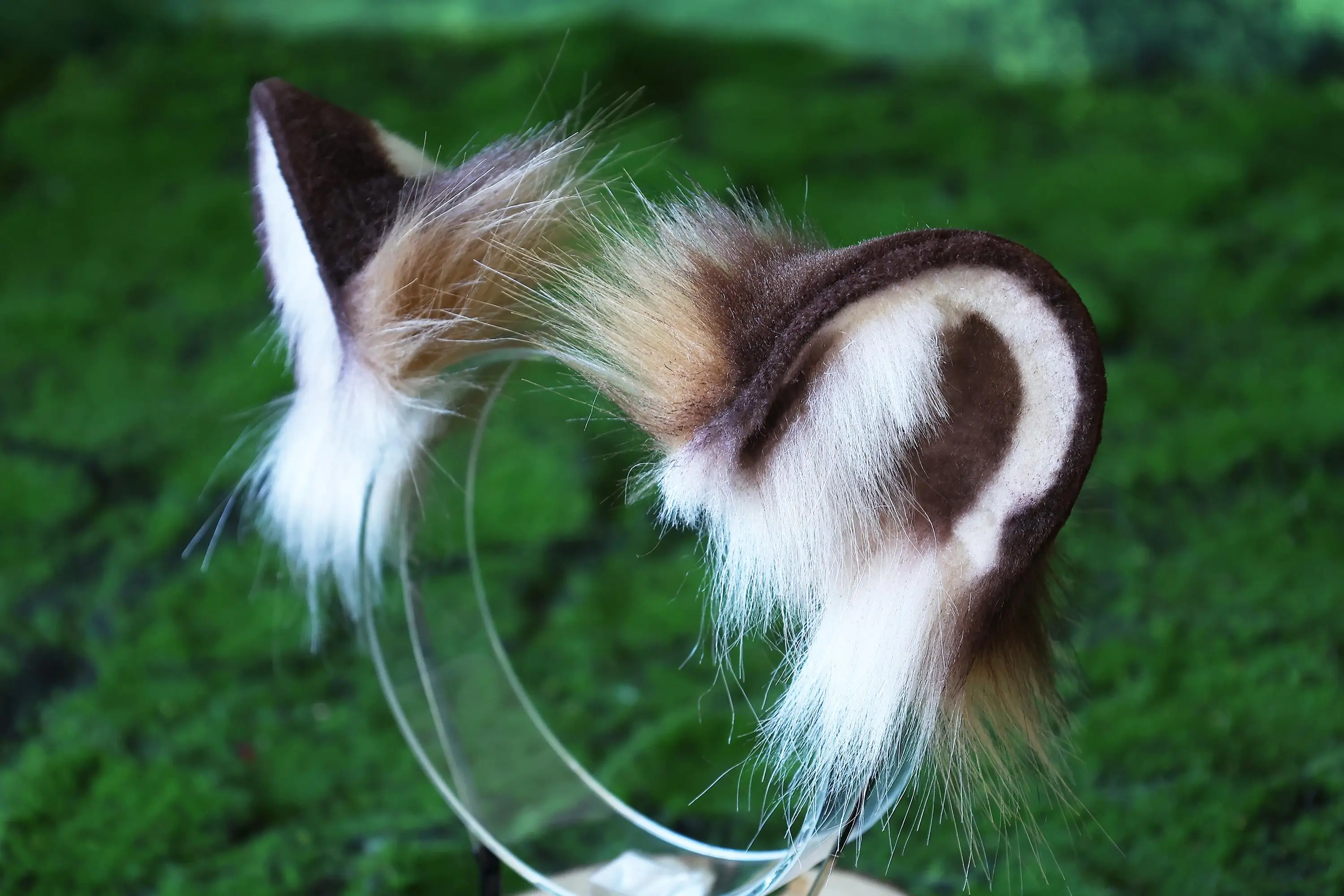 Realistic faux fur Highland lynx cat ear and tail cat cosplay set, animal ear headband, includes faux fur tail, Halloween gift. 5