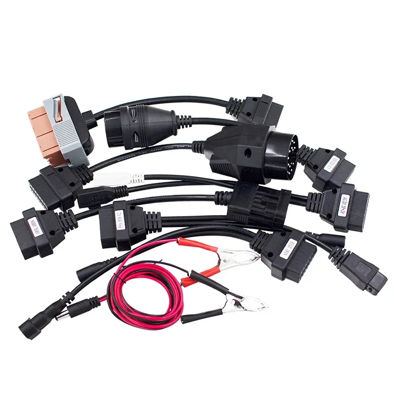 NEW TCS Truck Cables Set Car Cables Set Full 8 Cables Set with 30/20/38/3/2 Pin OBDII Diagnostic Connector for Scanner Line