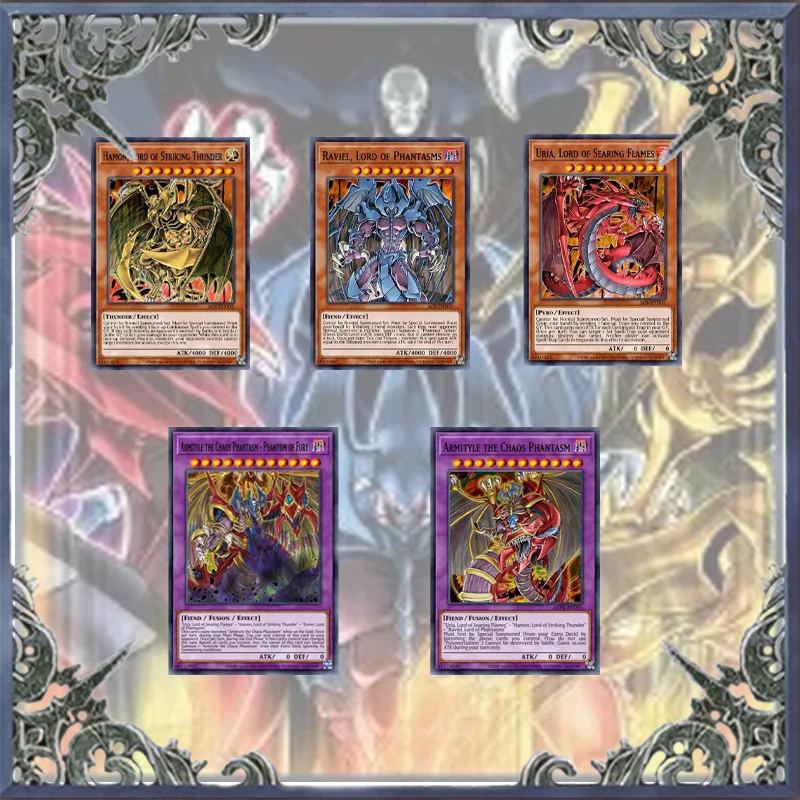 

59 Pcs Sacred Beasts Yugioh Card Game Deck Hamon, Lord of Striking Thunder Uria, Lord of Searing FlamesDiy Card Not Original