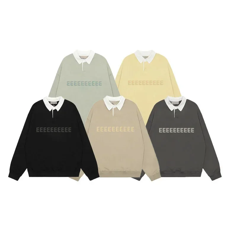 SS23 Luxury Design Men's Polo Sweatshirts Two Rows Silicone Letter Logo Sweaters Fashion Brand Men's High Street Loose Hoodies