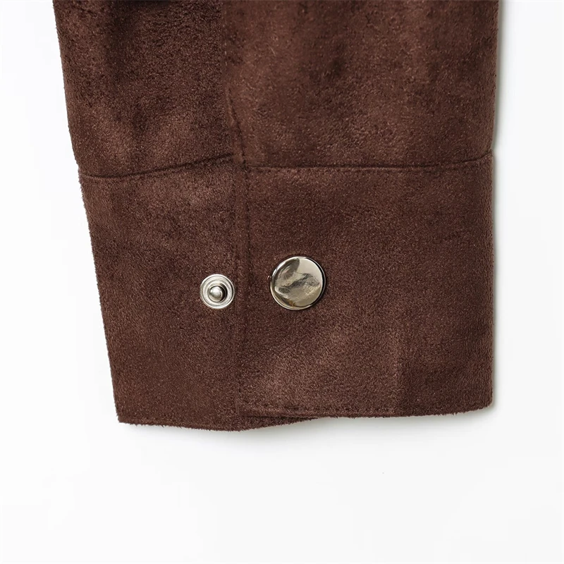 KEYANKETIAN Herbst Und Winter Neue frauen Stehkragen Einreiher Seite Tasche Wildleder Imitation Leder Jacke Frauen Mantel