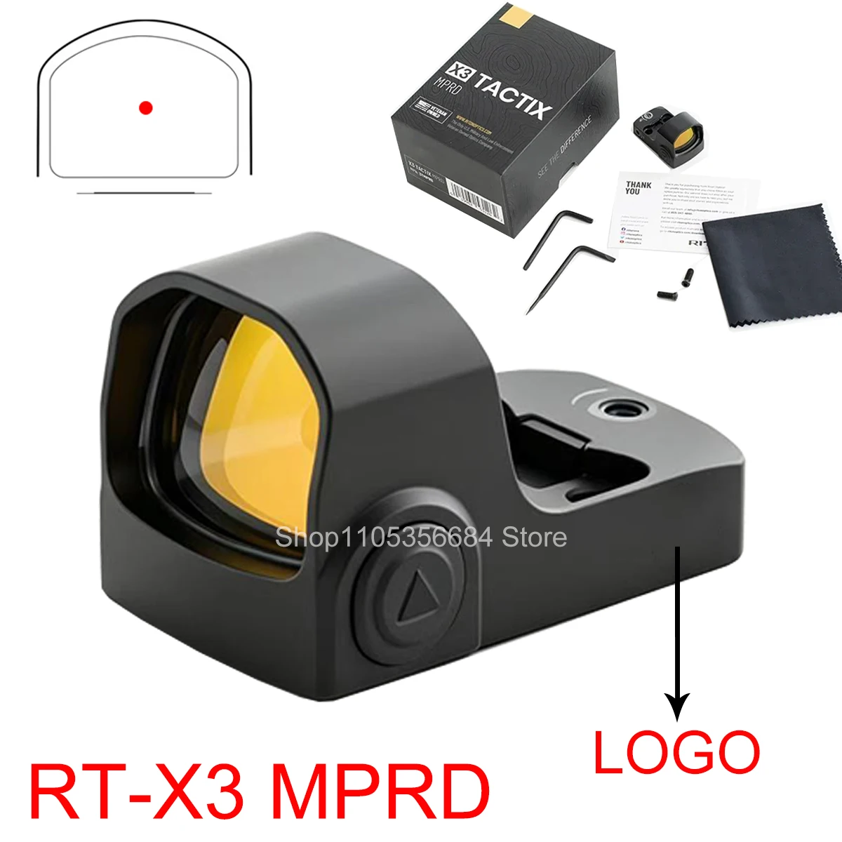 Tactical Rit*n Optics X3 Tactix MPRD Ultra-Compact Red Dot Sight RMSC Footprint 3 MOA Reflex Red Dot Optics for Pist*l Handg*n