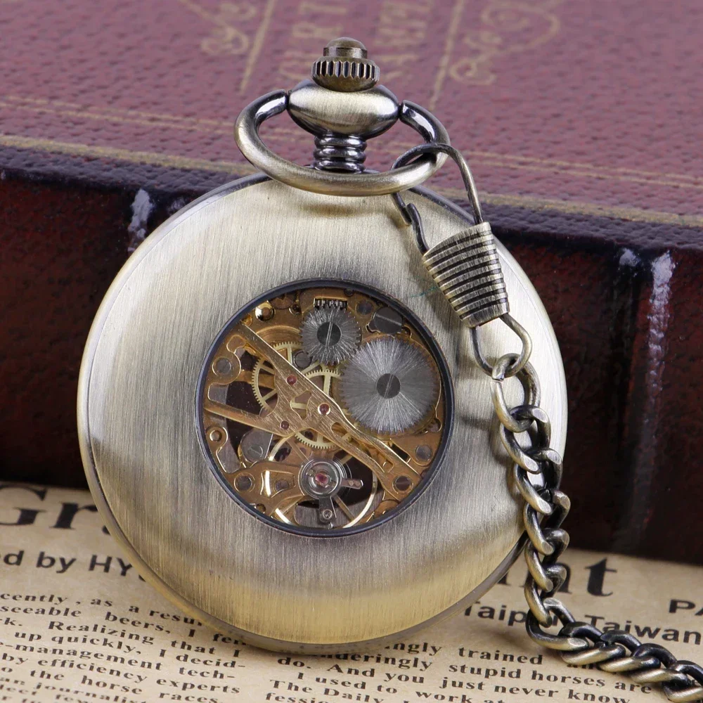 Vintage Luxury Mechanical Pocket Watch Hand Winding Pocket Chain Pendant Clock Roman Numerals Dial Manual Timepiece PJX1793