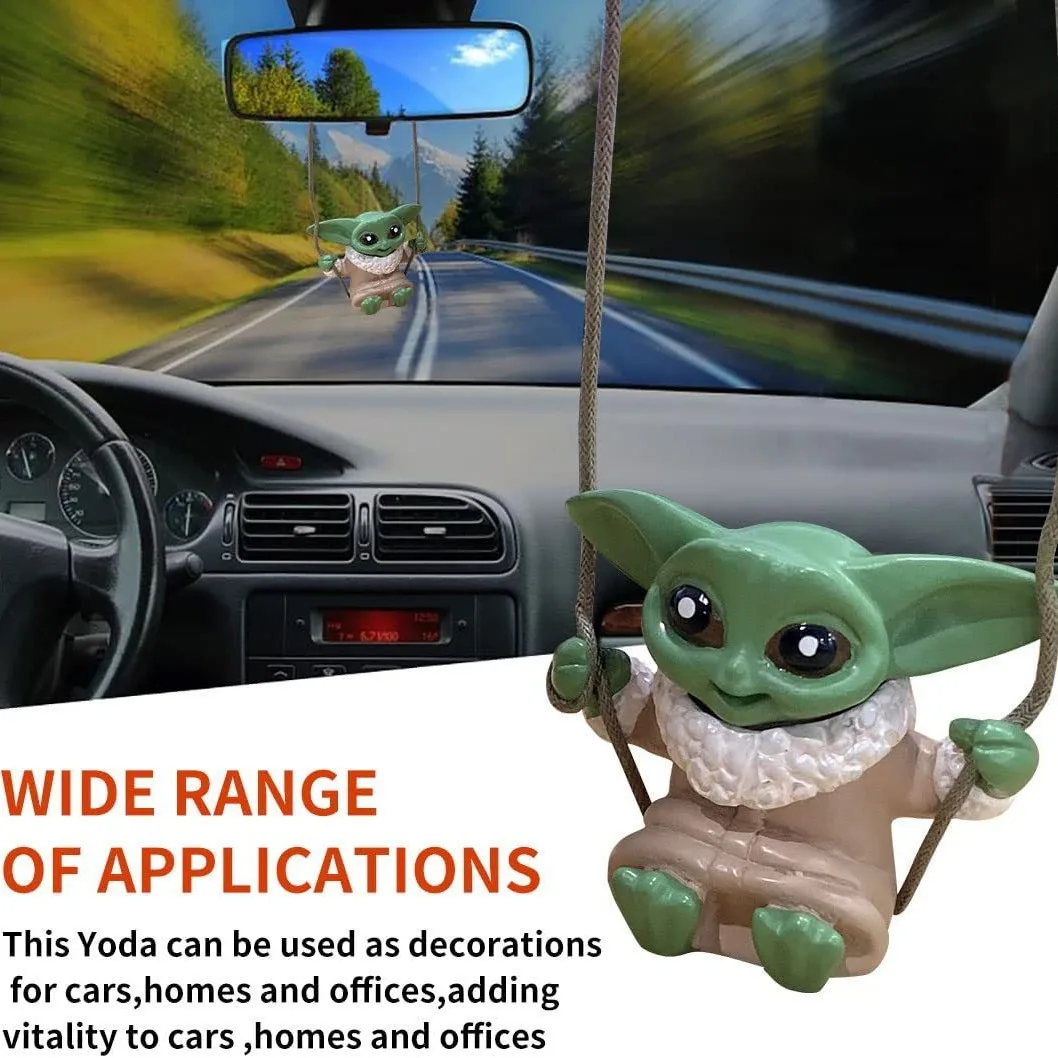 Disney Star Wars Anime Yoda Mandalorian Car Hanging Accessories Pendant Cartoon Cute Yoda Model Kids Hobby Toy Small Xmas Gifts