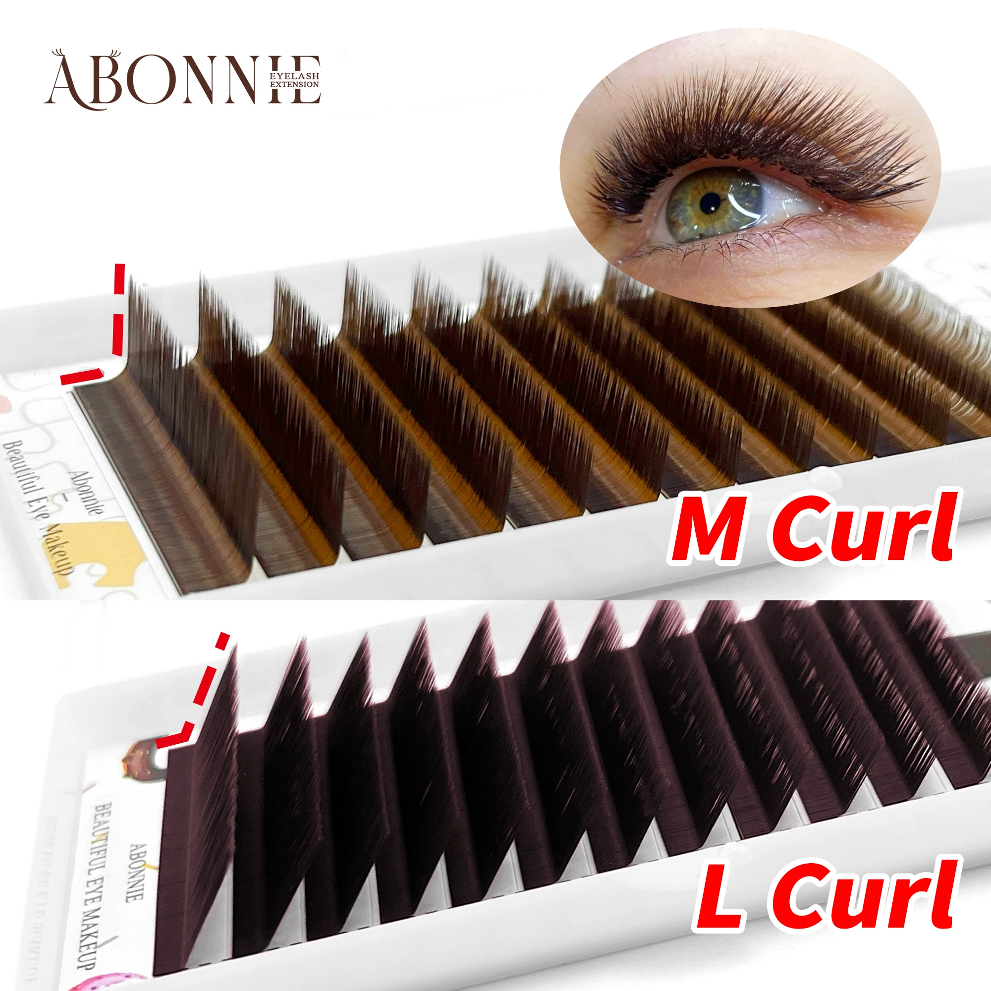 Abonnie Einzelwimpern 8-15MM LB LC Dunkelbraun Klassische Wimpernverlängerungen Flauschige Einzelwimpern für einen Fox-Look – Detail 3