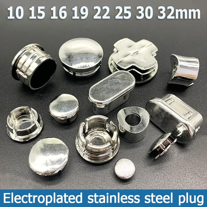 

1/4/10pcs 10 15 17 19 20 22 25 30 32mm Plastic Plug Pipe Tube Cap Electroplated Stainless Steel Tubing End Cap Blanking Stopper