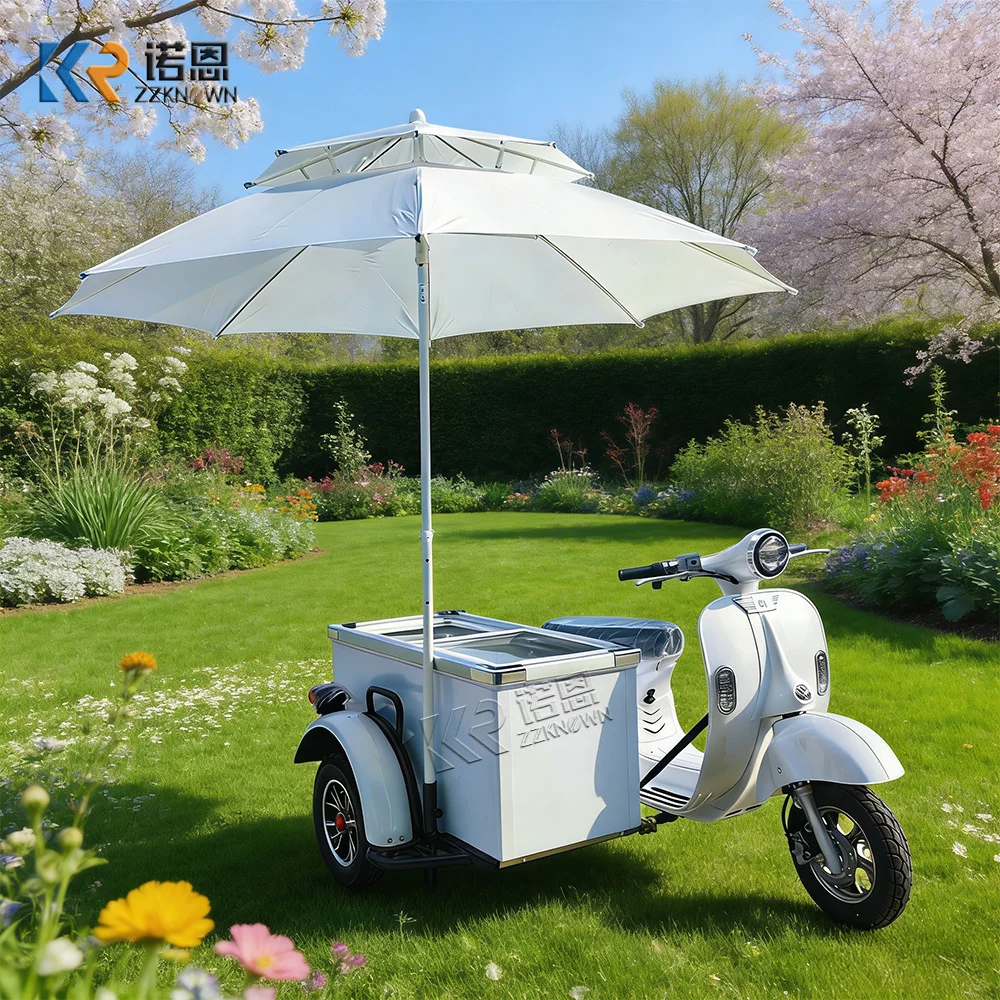 

Stylish Outdoor Food Cart Mobile Street Dessert Coffee Snack Kiosk Functional Vendor Ice Cream Cart For Event Promotion