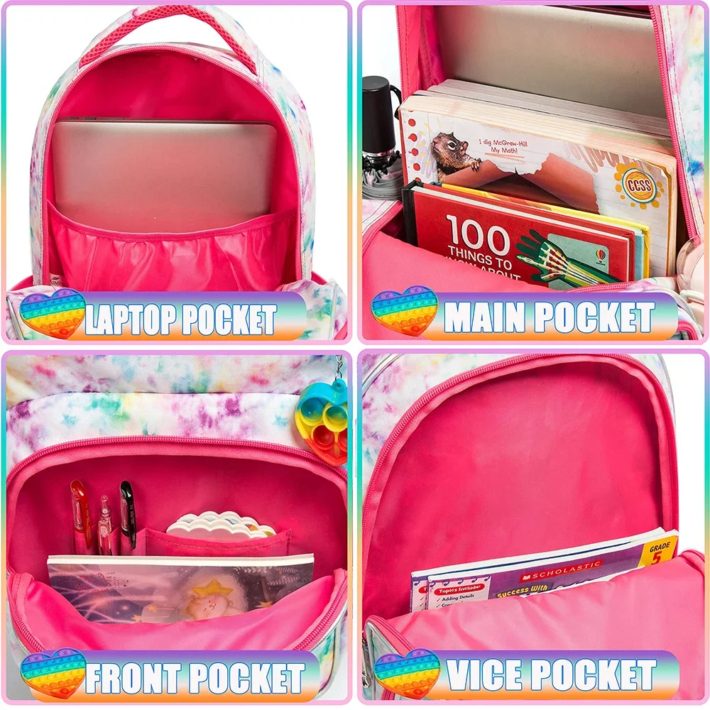 Bikab 3Pcs Kids Bagage Wielen Tas Schooltassen Voor Meisjes Met Wielen Met Lunchbox Etui Kid Bagage met Roller