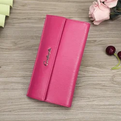 Contact'S Genuine Leather Women Wallets Luxury Brand Quality Fashion Female Card Holder Design Long Coin Purse Hasp Clutch