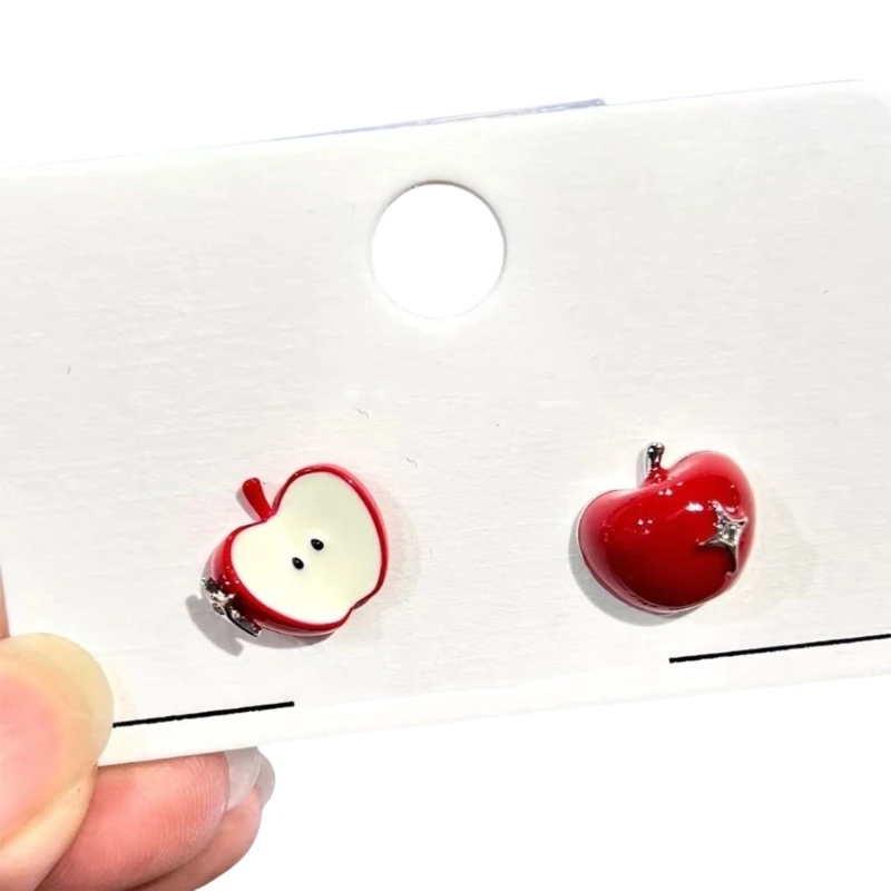 C1FC Red Dripping Oil Apples Ear Studs Delicate Fashion Earrings For Girls And Women