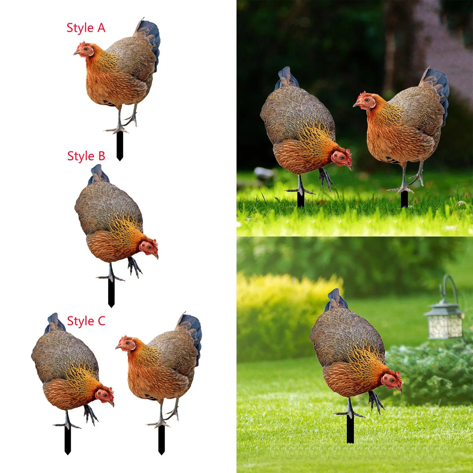 Hen Shape Garden Stake Animal Figurine Artwork Garden Decoration Figure Lawn Ornament Chicken Sculpture for Pathway Backyard
