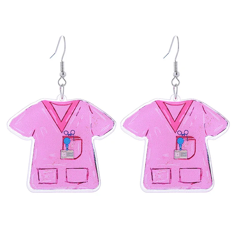 Acrylic Earrings Pink Clothes Eardrop Capsule Pills Thermometer Jewelry Personalized Interesting Girls Earring Nurse's Day Gifts